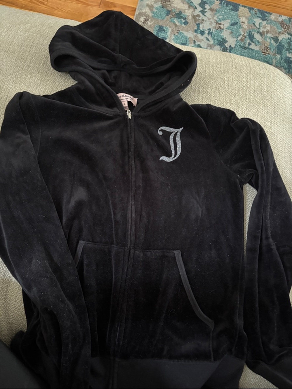 Juicy Couture Black Velour Zip Hoodie & Sweatpants